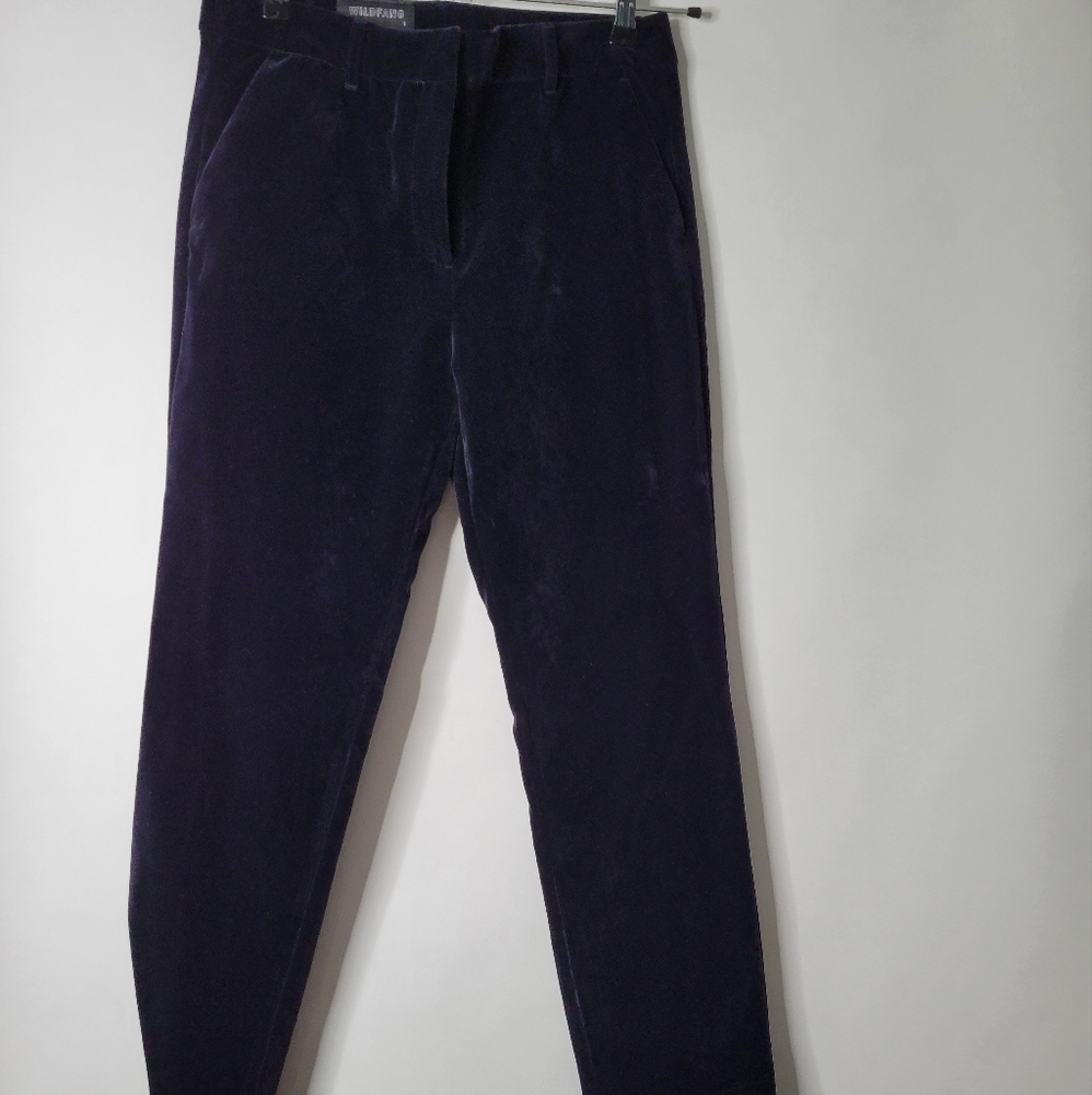 Wildfang Black Flocked Velvet Trousers Size 8